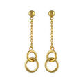 Boucles d'oreilles pendantes en plaqu&eacute; or cha&icirc;nette avec 2 anneaux emmaill&eacute;s &agrave; l'extr&eacute;mit&eacute; et fermoir poussette Artemare