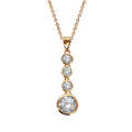 Colliers sur Artemare : Collier en plaqu&eacute; or cha&icirc;ne avec pendentif oxydes blancs de taille d&eacute;grad&eacute;e - longueur 42cm + 5cm de rallonge