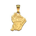 Pendentif plaqu&eacute; or carte Guadeloupe tr&egrave;s grand mod&egrave;le Artemare