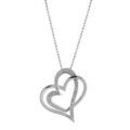 Colliers sur Artemare : Collier en argent rhodi&eacute; cha&icirc;ne boule avec pendentif 2 coeurs entrem&ecirc;l&eacute;s, 1 lisse et l'autre ouvrag&eacute; - longueur 43cm + 3cm de rallonge