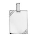Pendentifs sur Artemare : Pendentif en argent plaque G.I. rectangulaire &agrave; graver avec striures dans 2 angles - dimensions 19mm X 25mm - plaque prestige