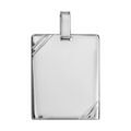 Pendentif en argent plaque G.I. rectangulaire &agrave; graver avec striures dans 2 angles - dimensions 29mm X 23mm - plaque prestige