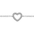 Bracelet en argent rhodi&eacute; cha&icirc;ne avec coeur &eacute;pais ajour&eacute; orn&eacute; d'oxydes blancs - longueur 15,5cm + 1,5cm de rallonge Artemare