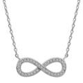 Colliers sur Artemare : Collier en argent rhodi&eacute; cha&icirc;ne avec pendentif symbole infini orn&eacute; d'oxydes blancs au milieu - longueur 40cm + 4cm de rallonge