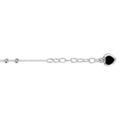 Cha&icirc;ne de cheville en argent avec double boules lisses et pampille coeur en oxyde noir au bout - longueur 23cm + 2cm de rallonge