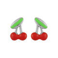 Boucles d'oreille sur Artemare : Boucles d'oreilles pour enfant en argent rhodi&eacute; cerises et fermoir poussette