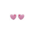Boucles d'oreille sur Artemare : Boucles d'oreilles pour enfant en argent rhodi&eacute; coeur rose et fermoir poussette