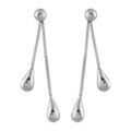 Boucles d'oreille sur Artemare : Boucles d'oreilles pendantes en argent rhodi&eacute; cha&icirc;nettes en maille v&eacute;nitienne avec gouttes lisses et fermoir poussette