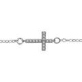 Bracelets sur Artemare : Bracelet en argent rhodi&eacute; cha&icirc;ne avec croix orn&eacute;e d'oxydes blancs sertis au milieu - longueur 16cm + 2cm de rallonge