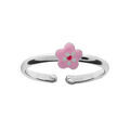 Bagues sur Artemare : Bague pour enfant r&eacute;glable en argent rhodi&eacute; avec petite fleur rose p&acirc;le