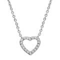 Colliers sur Artemare : Collier en argent rhodi&eacute; cha&icirc;ne avec pendentif coeur &eacute;pais ajour&eacute; orn&eacute; d'oxydes blancs - longueur 39,5cm + 2cm de rallong