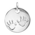Pendentifs sur Artemare : Pendentif en argent m&eacute;daille avec empreintes de mains - diam&egrave;tre 16mm