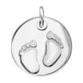 Pendentif en argent m&eacute;daille avec empreintes de pieds - diam&egrave;tre 16mm Artemare