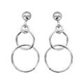 Boucles d'oreilles pendantes en argent rhodi&eacute; 2 anneaux suspendus et fermoir poussette Artemare