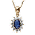 Colliers sur Artemare : Collier avec Pendentif en plaqu&eacute; or collection joaillerie oxyde bleu au centre et petits oxydes blancs autour