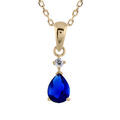 Colliers sur Artemare : Collier en plaqu&eacute; or avec pendentif collection joaillerie goutte en oxyde bleu fonc&eacute; suspendue &agrave; 1 petit oxyde rond blanc