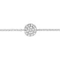 Bracelets sur Artemare : Bracelet en argent rhodi&eacute; cha&icirc;ne avec au milieu rond pav&eacute; d'oxydes blancs sertis - longueur 16cm + 2cm de rallonge