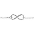 Bracelets sur Artemare : Bracelet en argent rhodi&eacute; cha&icirc;ne avec symbole infini en fil lisse au milieu - longueur 16cm + 3cm de rallonge