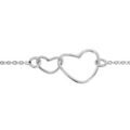 Bracelets sur Artemare : Bracelet en argent rhodi&eacute; cha&icirc;ne avec 2 coeurs emmaill&eacute;s au milieu - longueur 16cm + 3cm de rallonge