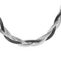 Colliers sur Artemare : Collier en argent rhodi&eacute; 3 cha&icirc;nes mailles plates tress&eacute;es, dont 1 rhodi&eacute;e noir - longueur 42cm
