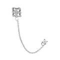 Boucles d'oreille sur Artemare : Boucle d'oreille "ear cuff" en argent rhodi&eacute; pince orn&eacute;e d'une croix en oxydes blancs, cha&icirc;nette reli&eacute;e &agrave; 1 clou surmont&eacute; d'1 oxyde blanc serti (&agrave; l'unit&eacute;)