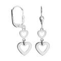 Boucles d'oreille sur Artemare : Boucles d'oreilles pendantes en argent rhodi&eacute; 2 coeurs ajour&eacute;s de taille diff&eacute;rente et fermoir dormeuse