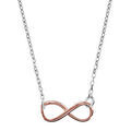 Colliers sur Artemare : Collier en argent rhodi&eacute; cha&icirc;ne avec pendentif symbole infini en fil lisse dor&eacute; rose - longueur 40cm + 5cm de rallonge
