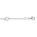 Cha&icirc;ne de cheville en argent fantaisie avec 4 anneaux diamant&eacute;s - longueur 22cm + 3cm de rallonge Artemare