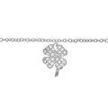 Chaine sur Artemare : Cha&icirc;ne de cheville en argent rhodi&eacute; avec pampille tr&egrave;fle &agrave; 4 feuilles pav&eacute; d'oxydes blancs sertis - longueur 23cm + 2cm de rallonge