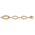 Bracelets sur Artemare : Bracelet en plaqu&eacute; or maillons en amande dont certains orn&eacute;s d'oxydes blancs - longueur 17cm + 4cm de rallonge