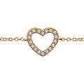 Bracelets sur Artemare : Bracelet en plaqu&eacute; or cha&icirc;ne avec coeur &eacute;pais ajour&eacute; orn&eacute; d'oxydes blancs - longueur 15,5cm + 1,5cm de rallonge