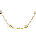 Collier en plaqu&eacute; or cha&icirc;ne avec 6 oxydes blancs serties clos - longueur 38cm + 4cm de rallonge