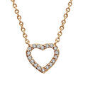 Colliers sur Artemare : Collier en plaqu&eacute; or cha&icirc;ne avec pendentif coeur &eacute;pais ajour&eacute; orn&eacute; d'oxydes blancs - longueur 39,5cm + 2cm de rallong