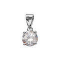 Pendentif en argent rhodi&eacute; oxyde rond blanc de 7mm serti 4 griffes Artemare