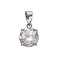 Pendentif en argent rhodi&eacute; oxyde rond blanc de 9mm serti 4 griffes Artemare