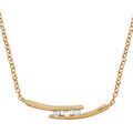 Colliers sur Artemare : Collier en plaqu&eacute; or cha&icirc;ne avec pendentif 2 baguettes lisses avec 3 oxydes blancs entre les 2 - longueur 44,5cm + 3,5cm de rallonge