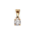 Pendentif en plaqu&eacute; or oxyde rond blanc de 5mm serti 4 griffes