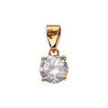 Pendentifs sur Artemare : Pendentif en plaqu&eacute; or oxyde rond blanc de 7mm serti 4 griffes