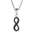 Collier en argent rhodi&eacute; cha&icirc;ne avec pendentif infini en rail d'oxydes noirs sertis grand mod&egrave;le - longueur 42cm + 3cm de rallonge Artemare