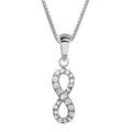 Collier en argent rhodi&eacute; cha&icirc;ne avec pendentif infini en rail d'oxydes blancs sertis grand mod&egrave;le - longueur 42cm + 3cm de rallonge