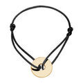 Bracelet en plaqu&eacute; or cordon noir coulissant avec disque &agrave; graver au milieu Artemare