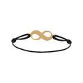 Bracelets sur Artemare : Bracelet en plaqu&eacute; or cordon coulissant en coton noir avec motif infini
