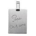 Pendentifs sur Artemare : Pendentif en acier satin&eacute; plaque G.I. rectangulaire grav&eacute;e "Papa on t'aime"