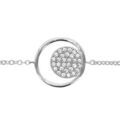 Bracelets sur Artemare : Bracelet en argent rhodi&eacute; cha&icirc;ne avec au milieu 1 anneau et 1 rond pav&eacute; d'oxydes blancs &agrave; l'int&eacute;rieur - longueur 16cm + 2cm de rallonge