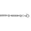 Bracelets sur Artemare : Bracelet en argent rhodi&eacute; alternance de rectangles orn&eacute;s d'oxydes blancs sertis et d'oxydes ronds blancs sertis clos - longueur 16cm + 2cm de rallonge