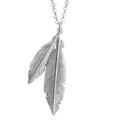 Collier en argent rhodi&eacute; cha&icirc;ne avec pendentif 2 plumes - longueur 42cm + 5cm de rallonge
