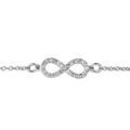 Bracelets sur Artemare : Bracelet en argent rhodi&eacute; cha&icirc;ne avec petit symbole infini orn&eacute; d'oxydes blancs au milieu - longueur 16cm + 2cm de rallonge