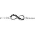 Bracelets sur Artemare : Bracelet en argent rhodi&eacute; cha&icirc;ne avec au milieu symbole infini avec moiti&eacute; orn&eacute;e d'oxydes noirs et l'autre lisse - longueur 16cm + 2cm de rallonge