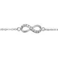 Bracelets sur Artemare : Bracelet en argent rhodi&eacute; cha&icirc;ne avec au milieu symbole infini avec moiti&eacute; orn&eacute;e d'oxydes blancs et l'autre lisse - longueur 16cm + 2cm de rallonge