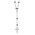 Colliers sur Artemare : Collier en argent rhodi&eacute; forme Y chaine avec oxydes noirs &agrave; intervalles r&eacute;guliers et croix au bout - longueur 45cm